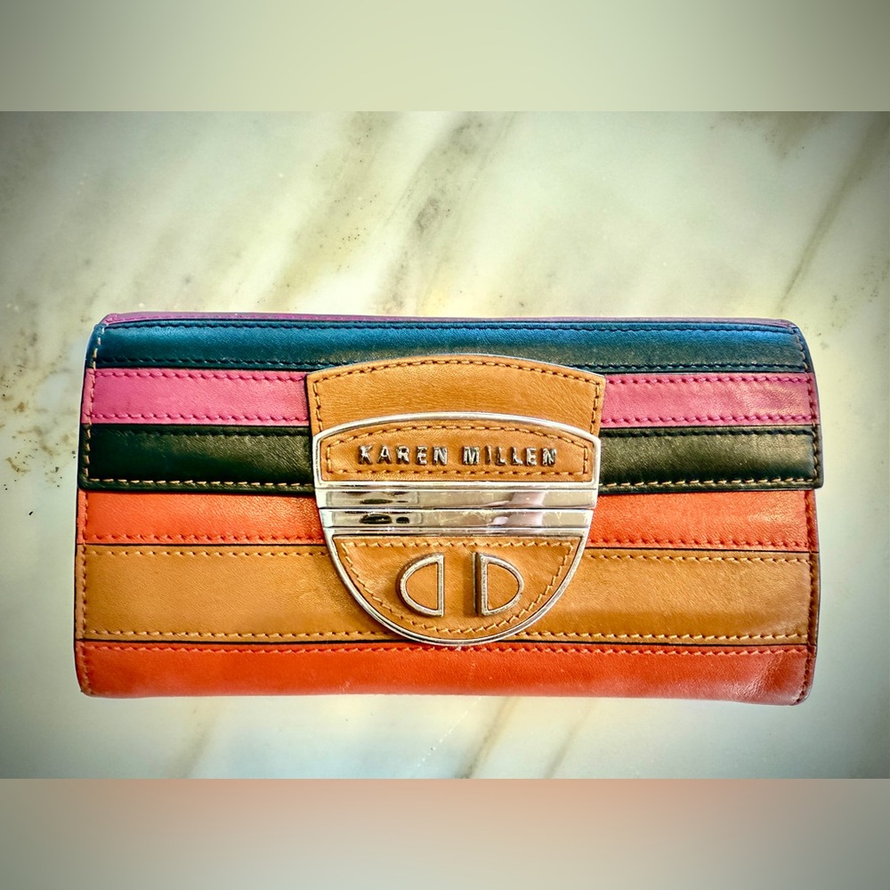 Karen Millen Color Block Leather Wallet